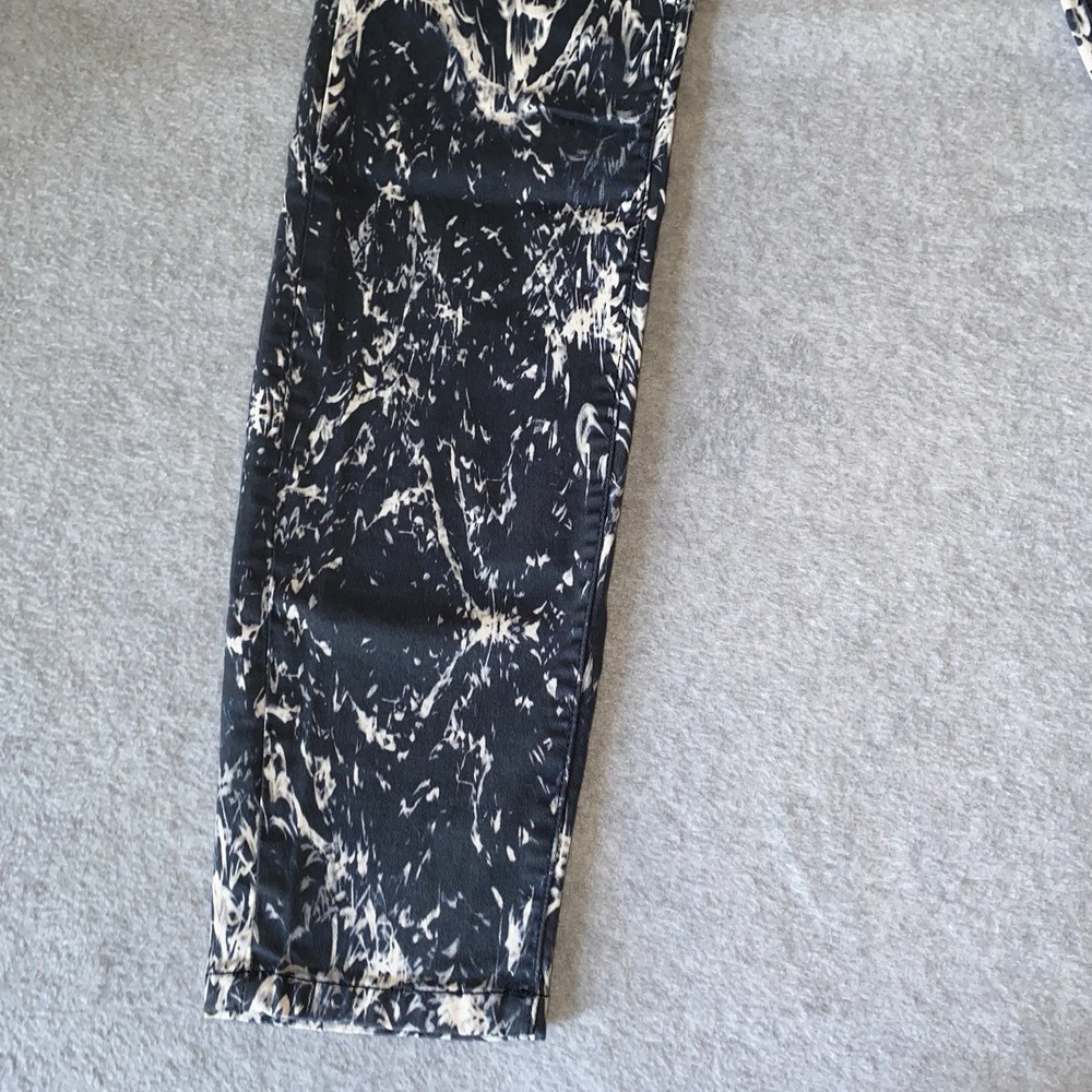 bebe Jeans Women's 28 Skinny Pants Black White Marble Print Stretch Mid Rise - Picture 2 of 16